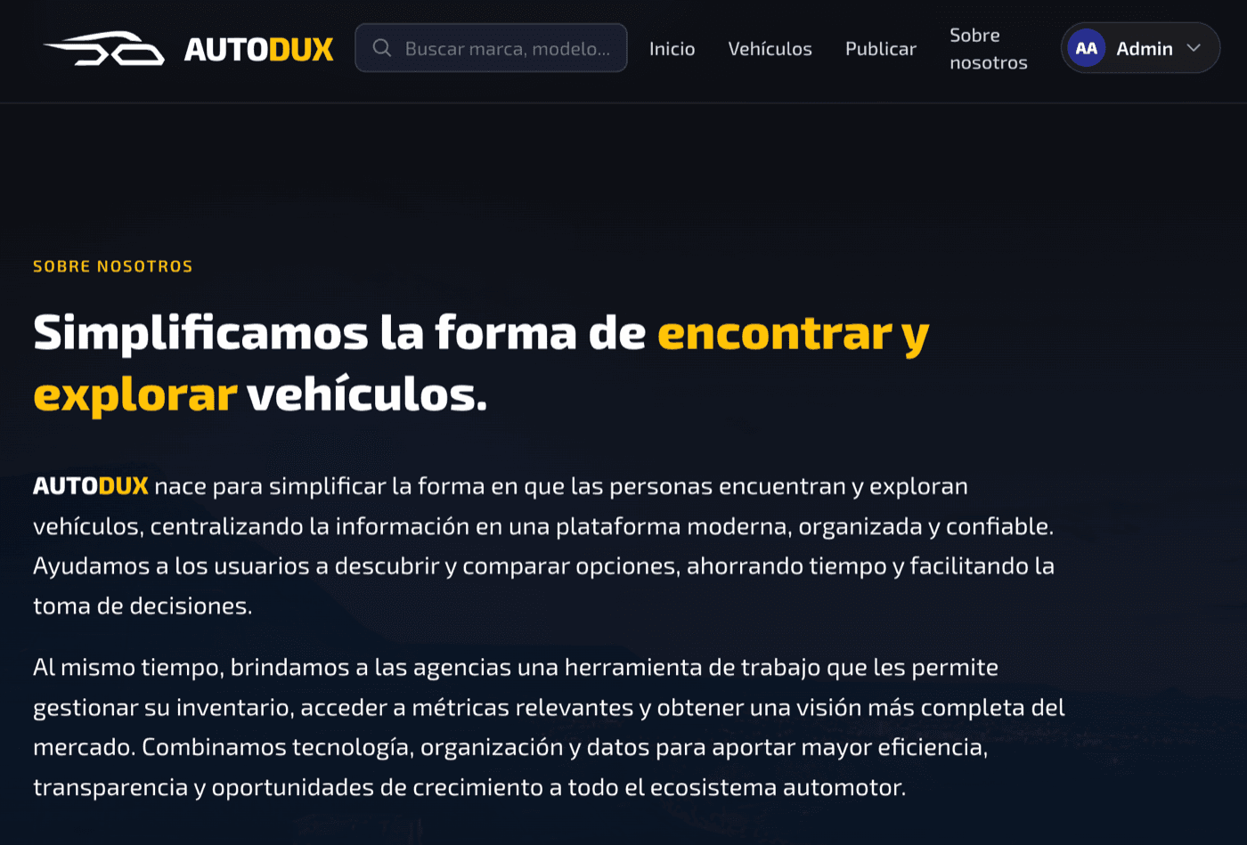 Sección institucional "Sobre nosotros"
